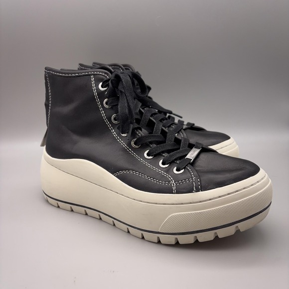 J/SLIDES Shoes - J/Slides NYC Shoes Womens Size 6.5 Black Leather Platform High Top Sneakers Punk